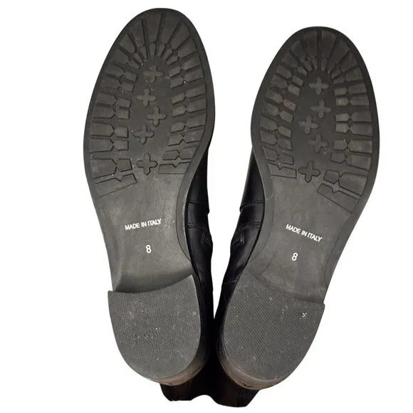 Aquatalia Oralie Equestrian Knee High Boot 8 Black Leather Side Zip Quilted - Picture 14 of 15